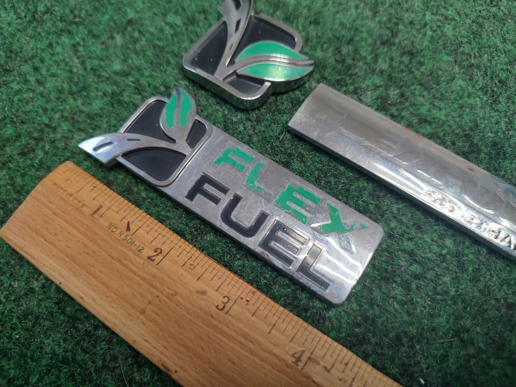(3) Ford Rear Gate Chrome Flex Fuel Emblem Badge Logo Leaf Name Plate 4S3