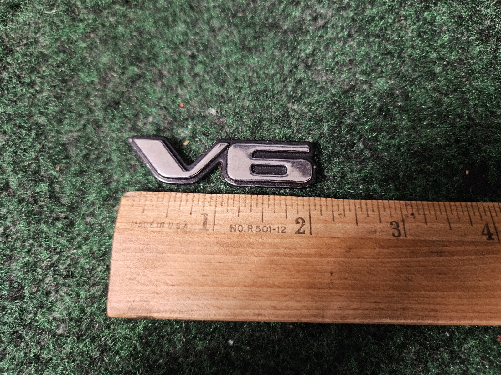Pontiac OEM V6 Chrome Black Plastic Emblem Badge Logo Nameplate Name Plate 4M7