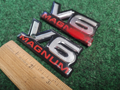 (2) Dodge V6 Magnum Badge Emblem Name Plate Logo OEM 4S9