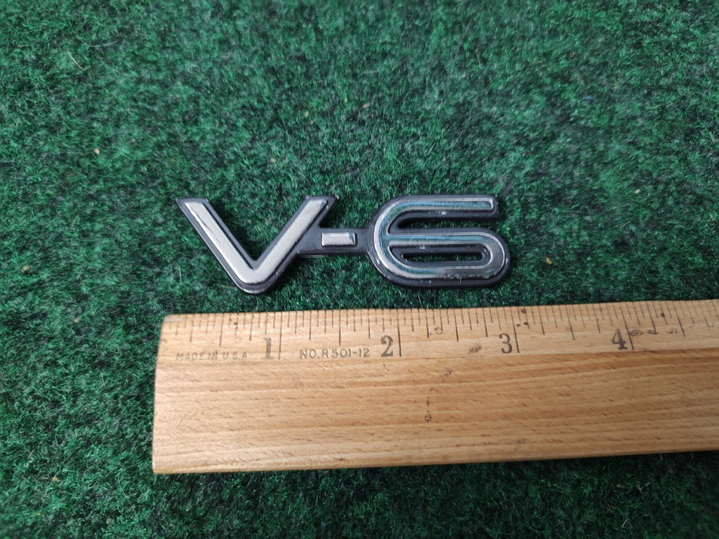 OEM V-6 V6 Chrome & Black Plastic 3" Emblem Badge Logo Nameplate Name Plate 1M4