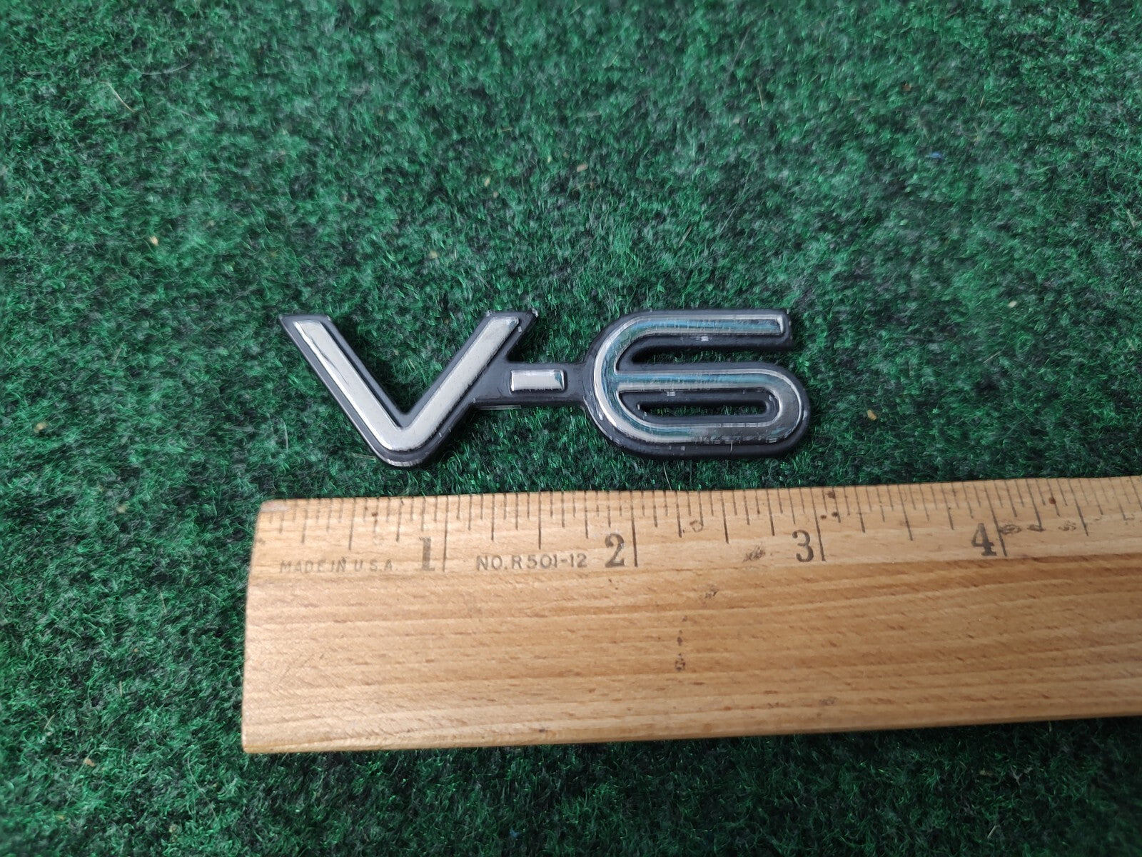 OEM V-6 V6 Chrome & Black Plastic 3" Emblem Badge Logo Nameplate Name Plate 1M4