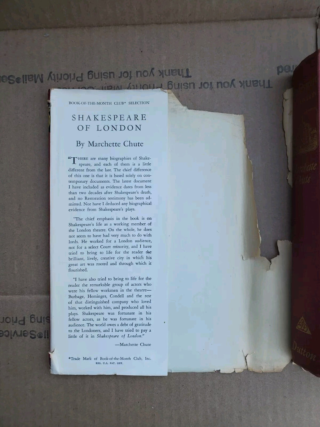 Shakespeare Of London by Marchette Chute, 1st Edition 1949