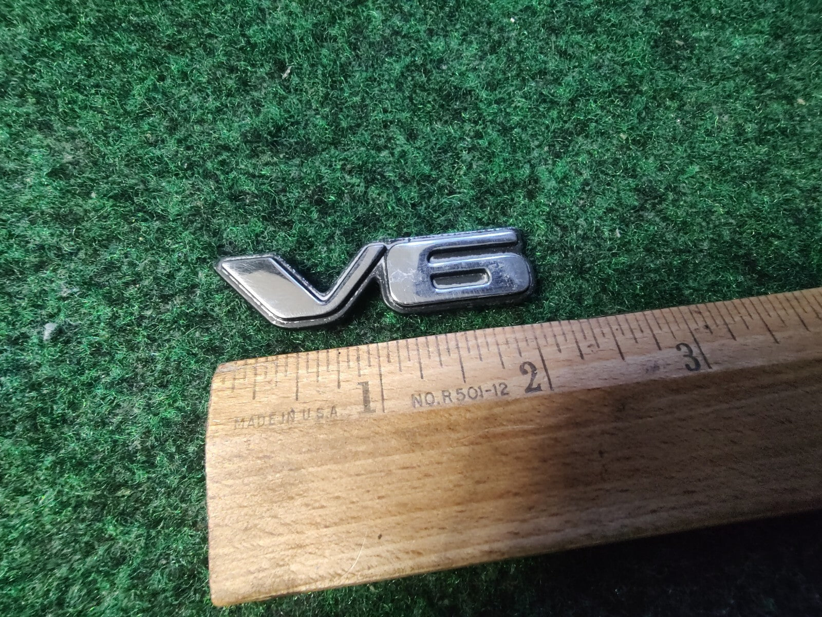 Pontiac OEM V6 Chrome Black Plastic Emblem Badge Logo Nameplate Name Plate 7S3