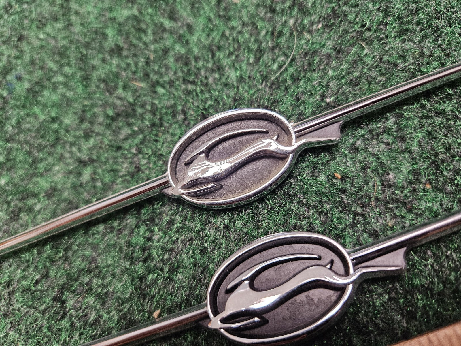 (2) CHEVROLET IMPALA EMBLEM OEM SILVER BLACK CHROME GENUINE CL4