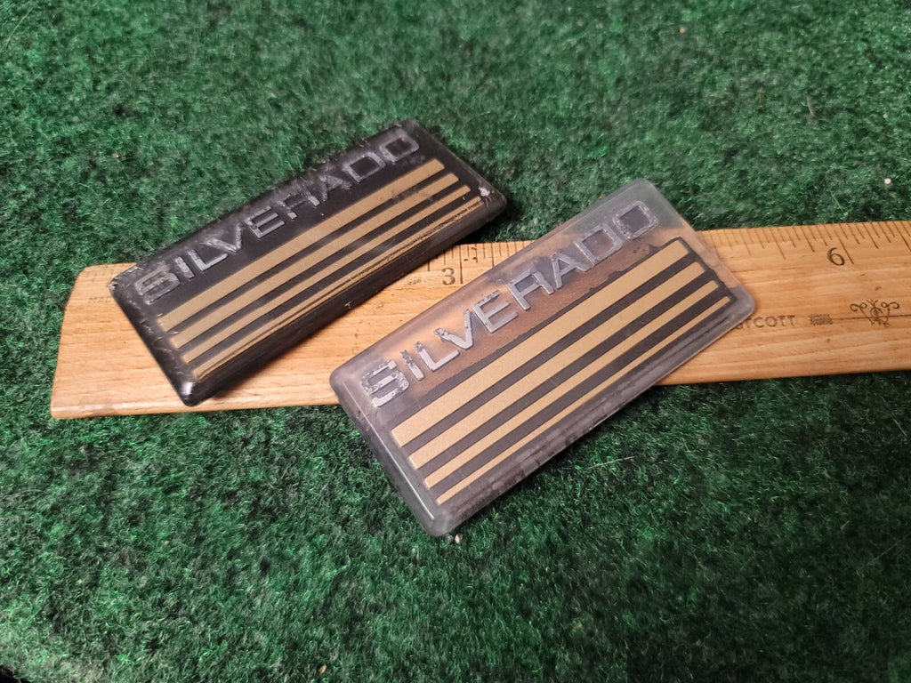 (2) 1990s SILVERADO Plastic Roof Panel Emblem OEM NAME PLATE 5S8