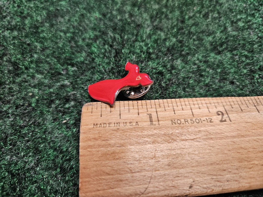 Red Dress Heart Awareness Enamel Lapel Pin Silver Tone Brooch Clutch Back Nurse