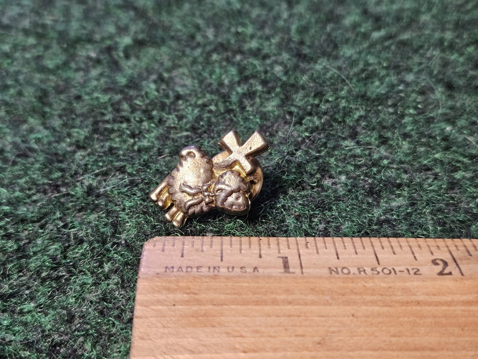 Goldtone Lamb Cross Easter Tac Lapel Pin