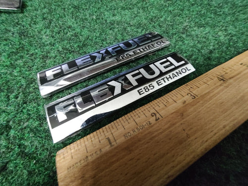 (2) Flex Fuel E85 Ethanol Emblem Badge Decal Chevrolet Ford  OEM 15910899 7S2
