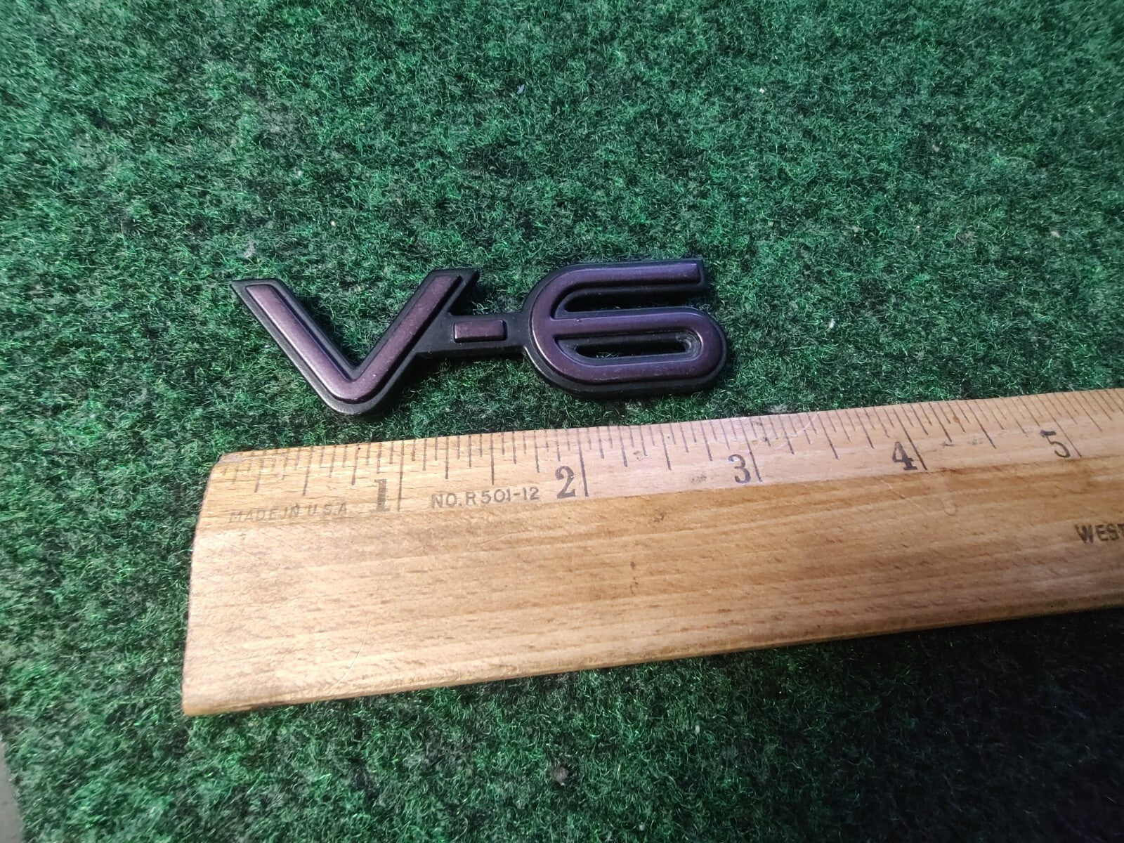 OEM V-6 V6 Purple & Black Plastic 3" Emblem Badge Logo Nameplate Name Plate 7S3