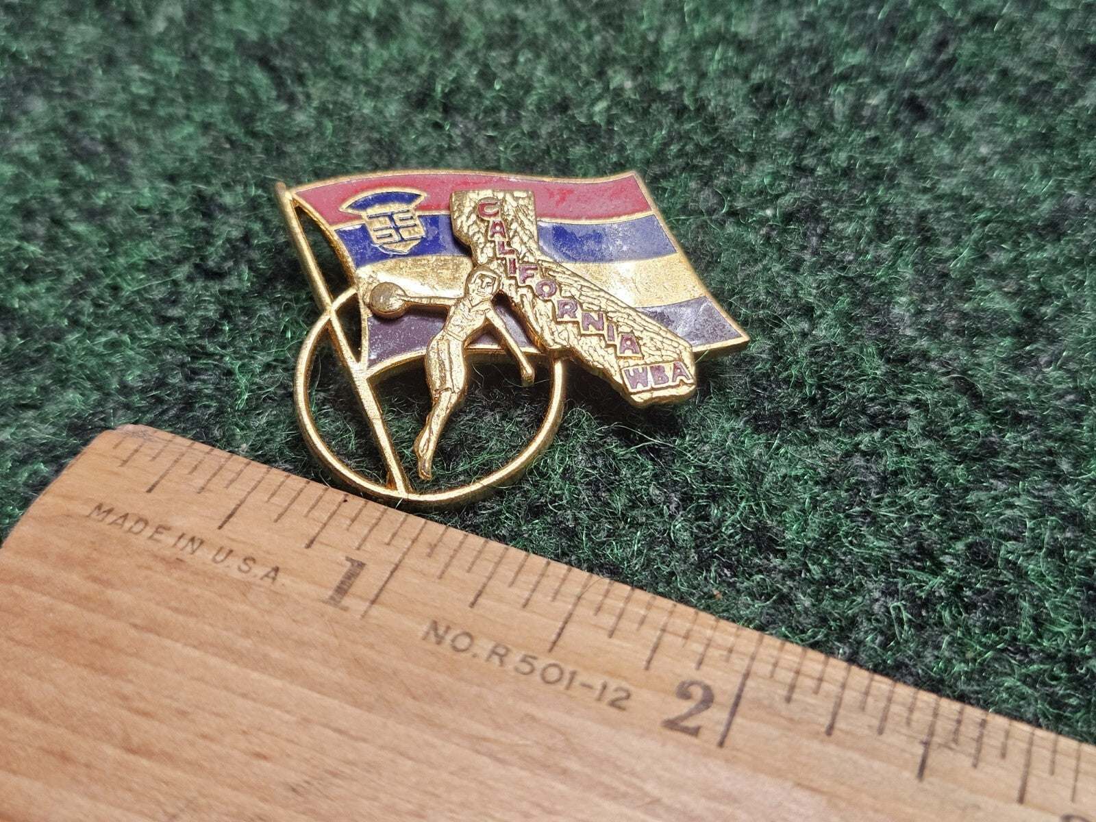 California WBA Flag Basketball Lapel Pin Brooch