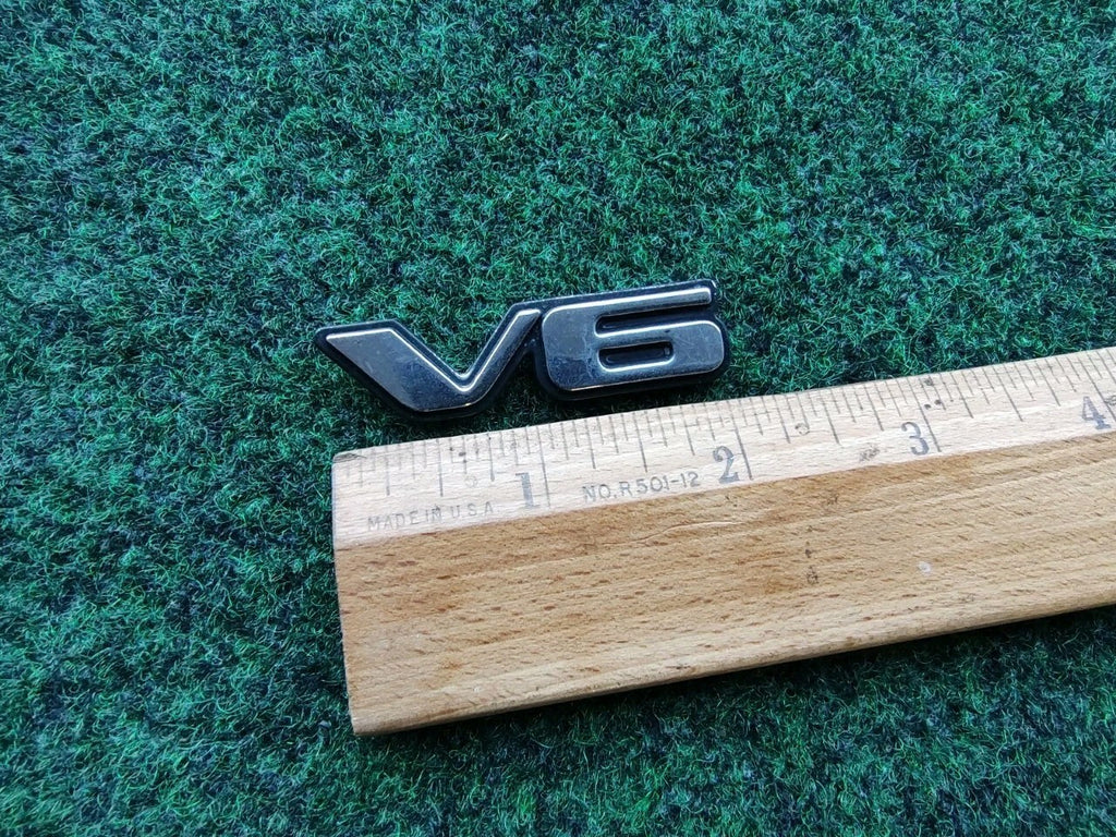 Pontiac OEM V6 Chrome Black Plastic Emblem Badge Logo Nameplate Name Plate 5S4