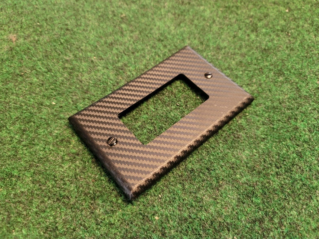 Wall Plate Decora Outlet Switch Cover 1 Gang UL Black Carbon Fiber