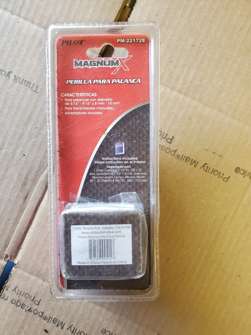 Pilot PM-22172E Manual Transmission Aluminum Gear Shift Knob, 5/16" To 9/16" B3J