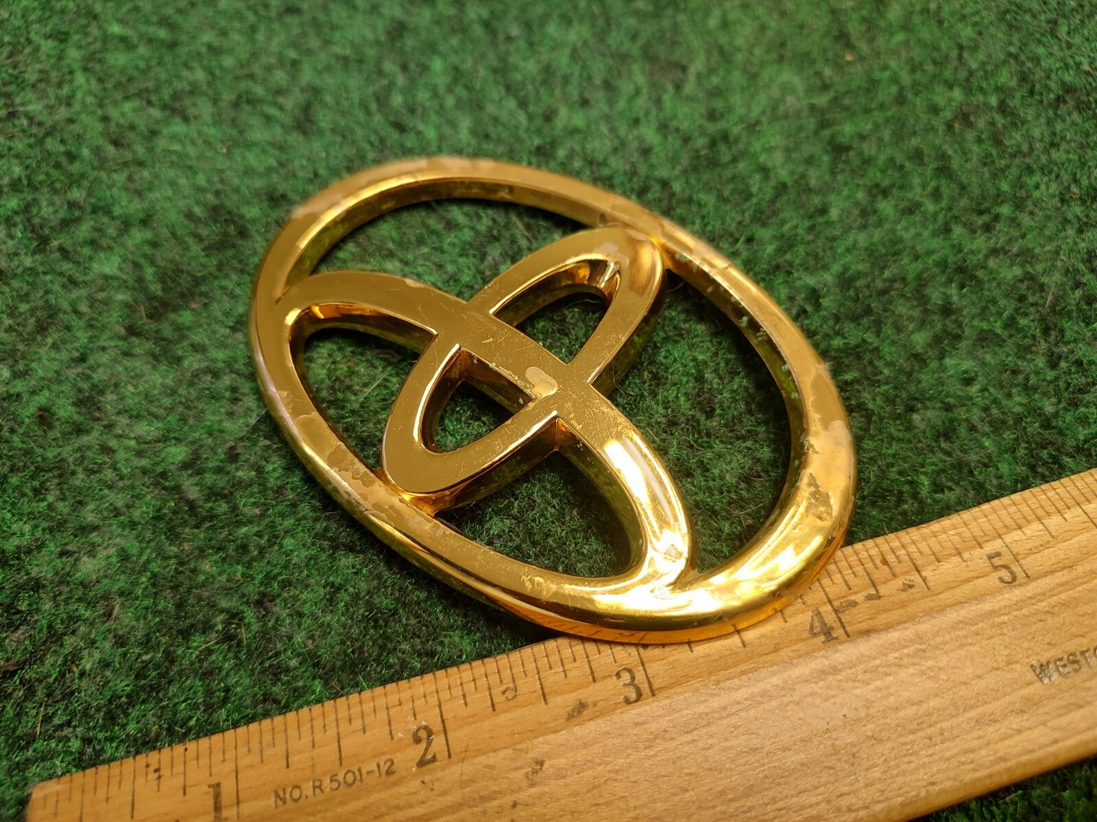 Toyota Gold Plastic Emblem Badge Logo OEM 4 INCH Wide 1S8