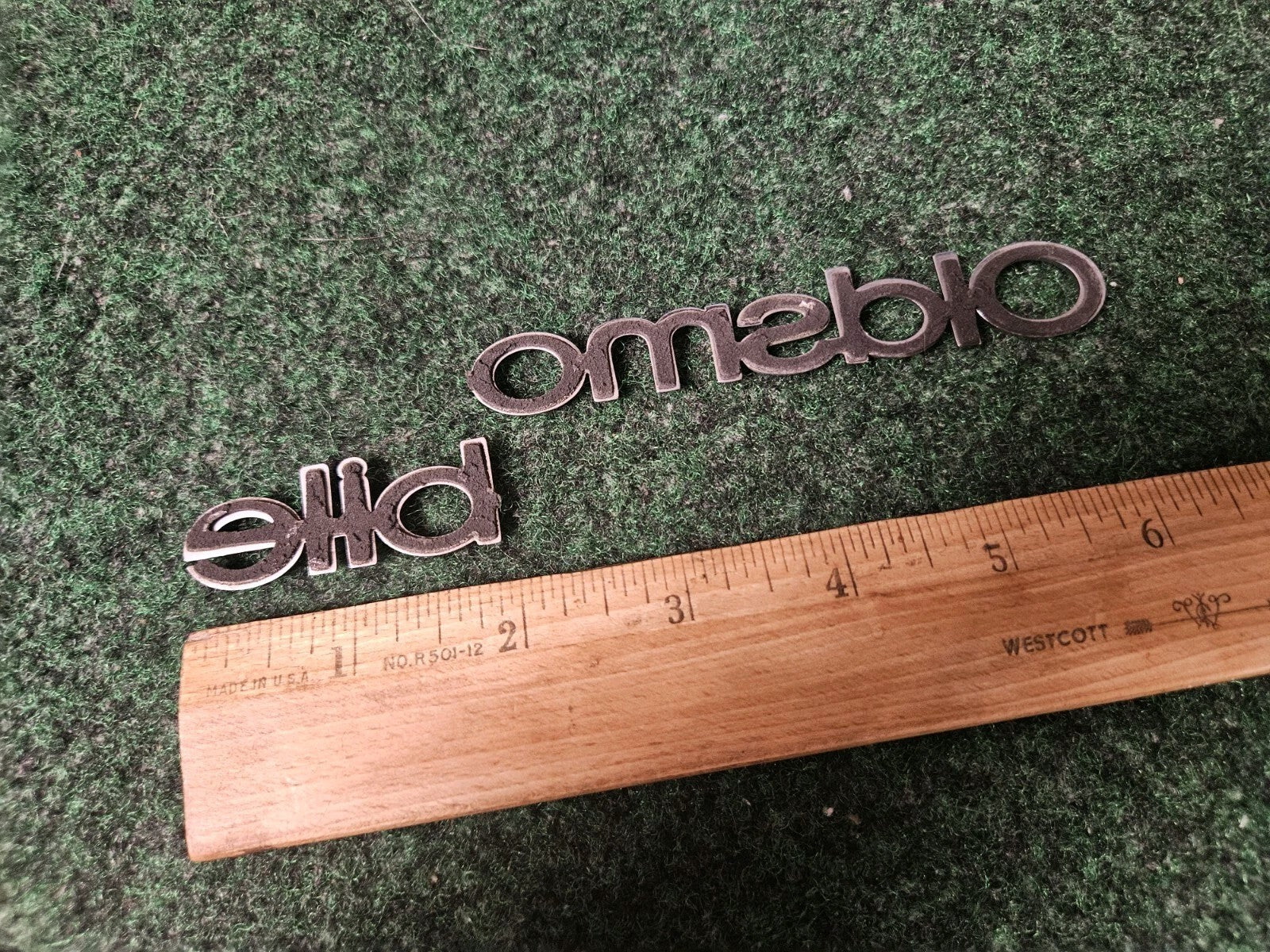 Oldsmobile OEM Chrome Emblem Badge Logo Nameplate Name Plate 6.25" Cracked 3M5