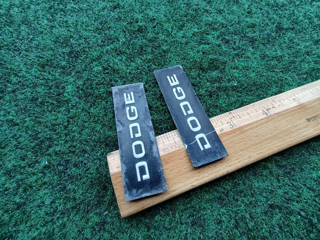 (2) Vintage Dodge OEM Front Rear Emblem Badge Logo Name Plate 5S3