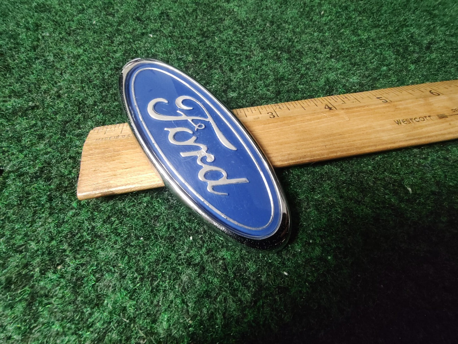 Ford Emblem Logo Badge Symbol Rear Trunk Blue Chrome OEM 3S5