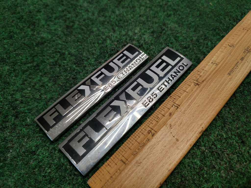 (2) Chevy GMC GM OEM Flex Fuel E85 Ethanol Emblem Badge Logo Nameplate Name 4S4