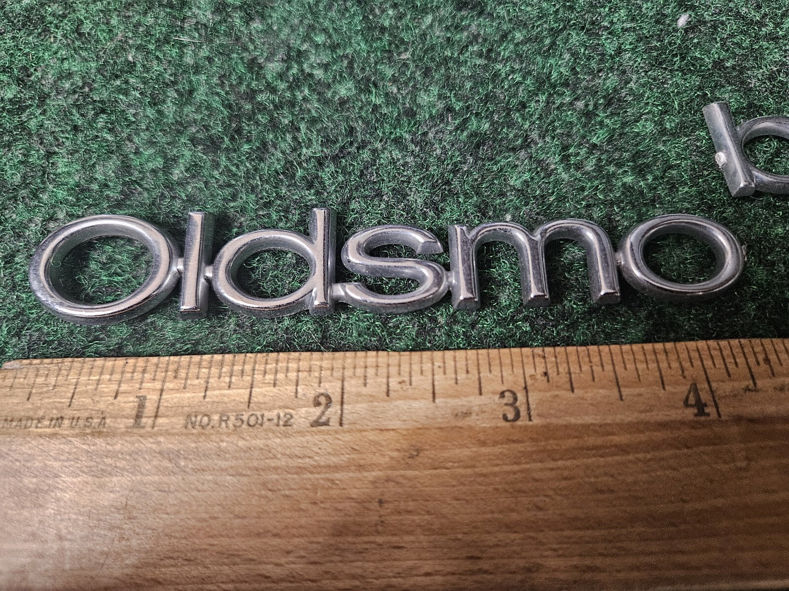 Oldsmobile OEM Chrome Emblem Badge Logo Nameplate Name Plate 6.25" Cracked 3M5