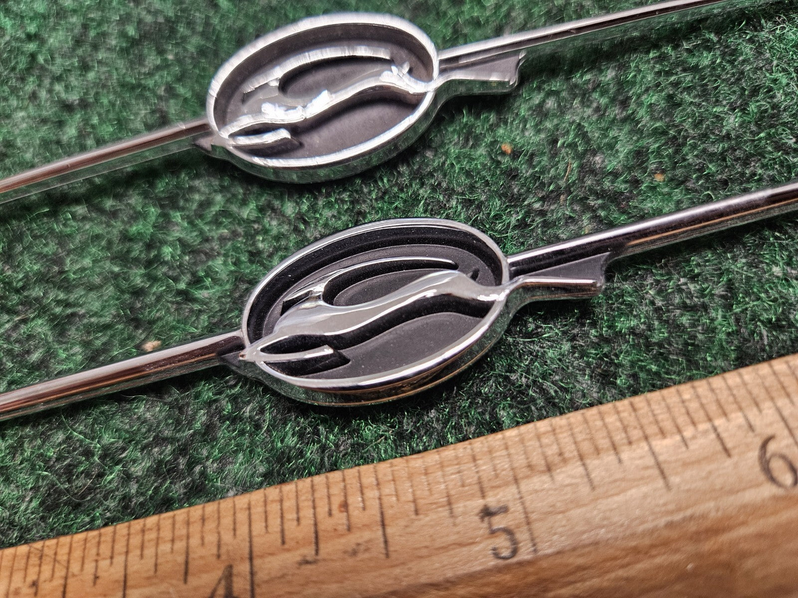 (2) CHEVROLET IMPALA EMBLEM OEM SILVER BLACK CHROME GENUINE CL4