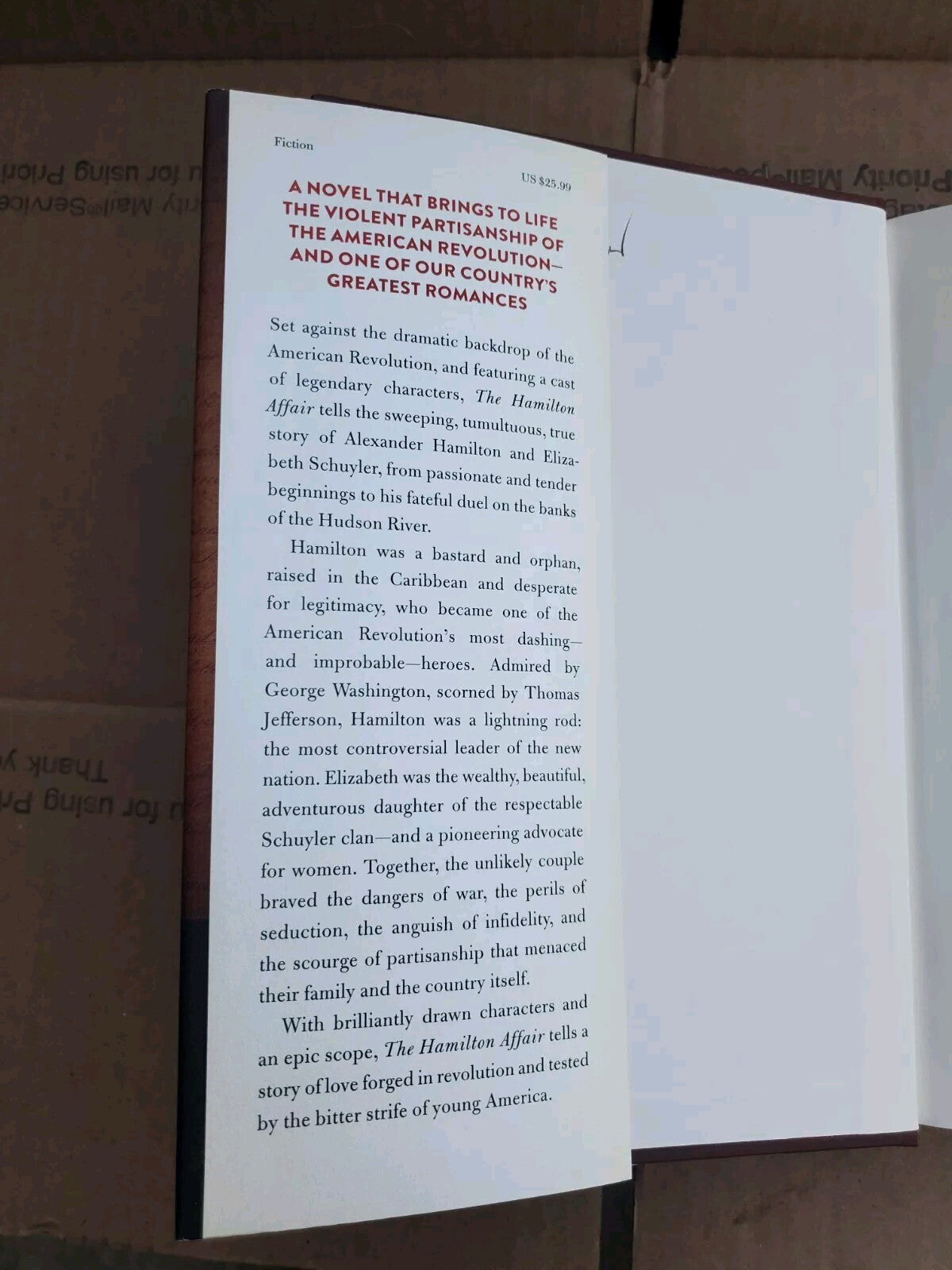 The Hamilton Affair By Elizabeth Cobbs Hardcover, First Edition B9