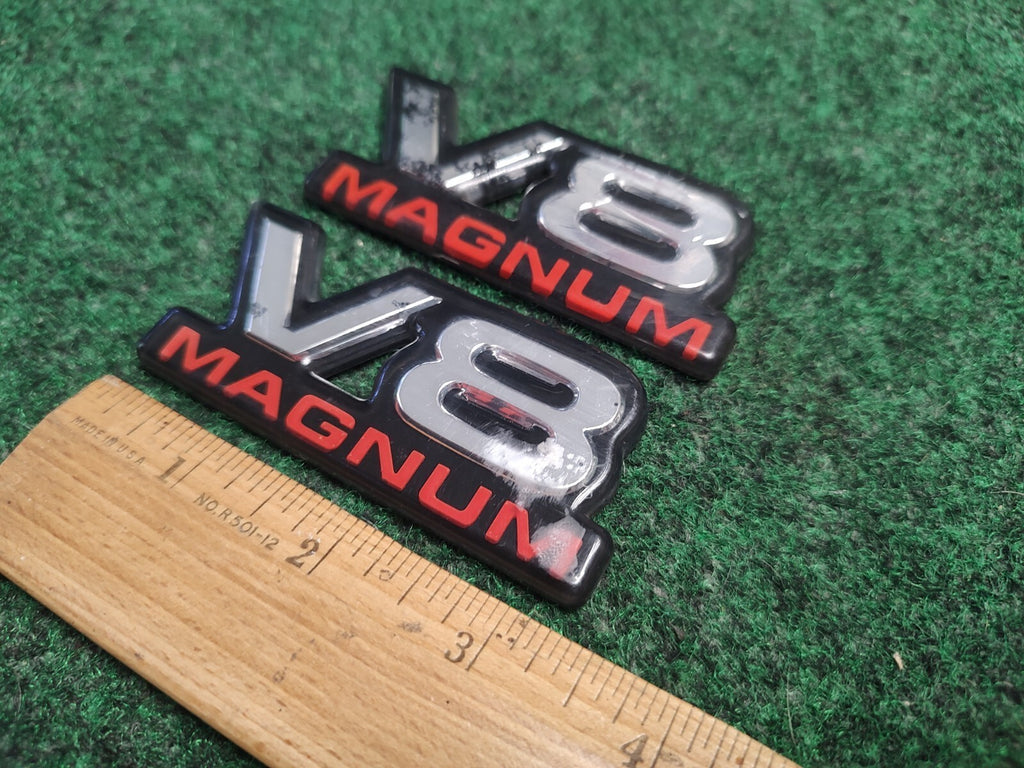 (2) 94 95 96 97 98 99 00 01 DODGE RAM V8 MAGNUM SIDE EMBLEM LOGO BADGE SIGN 4S9