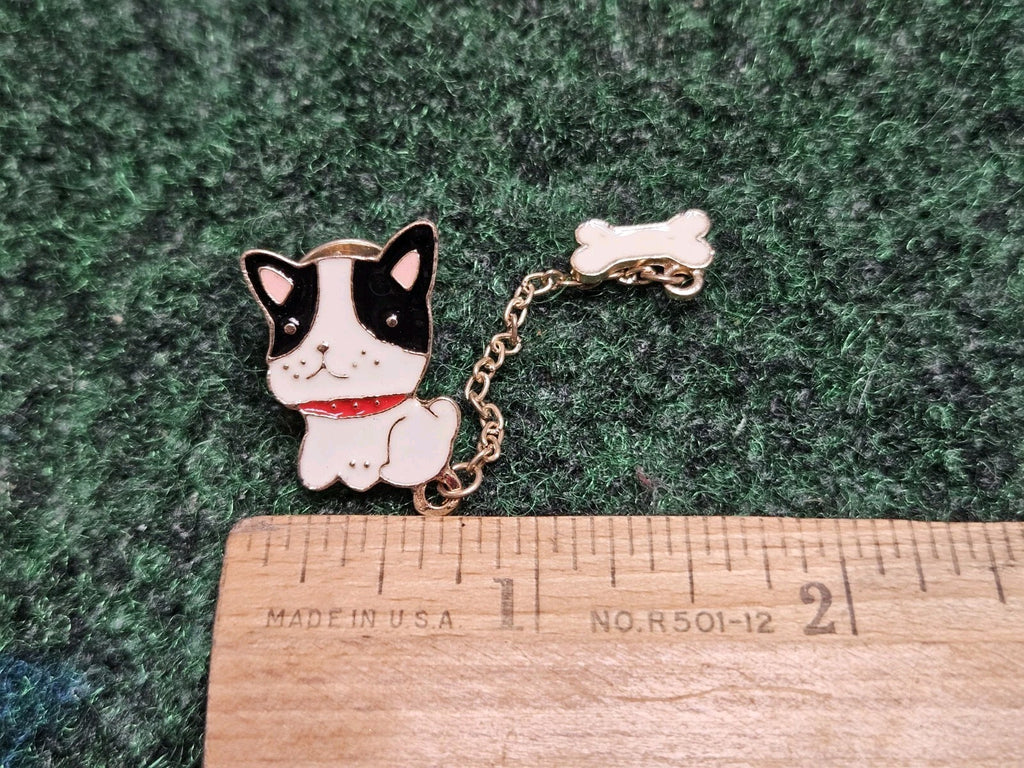 Puppy Dog with Bone Novelty Lapel Pin/Brooch Enamel Metal