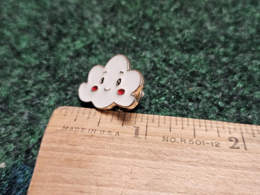 Cloud Happy Smile Metal Enamel Pin Gold Tone Backing Lapel Backpack Hat Brooch
