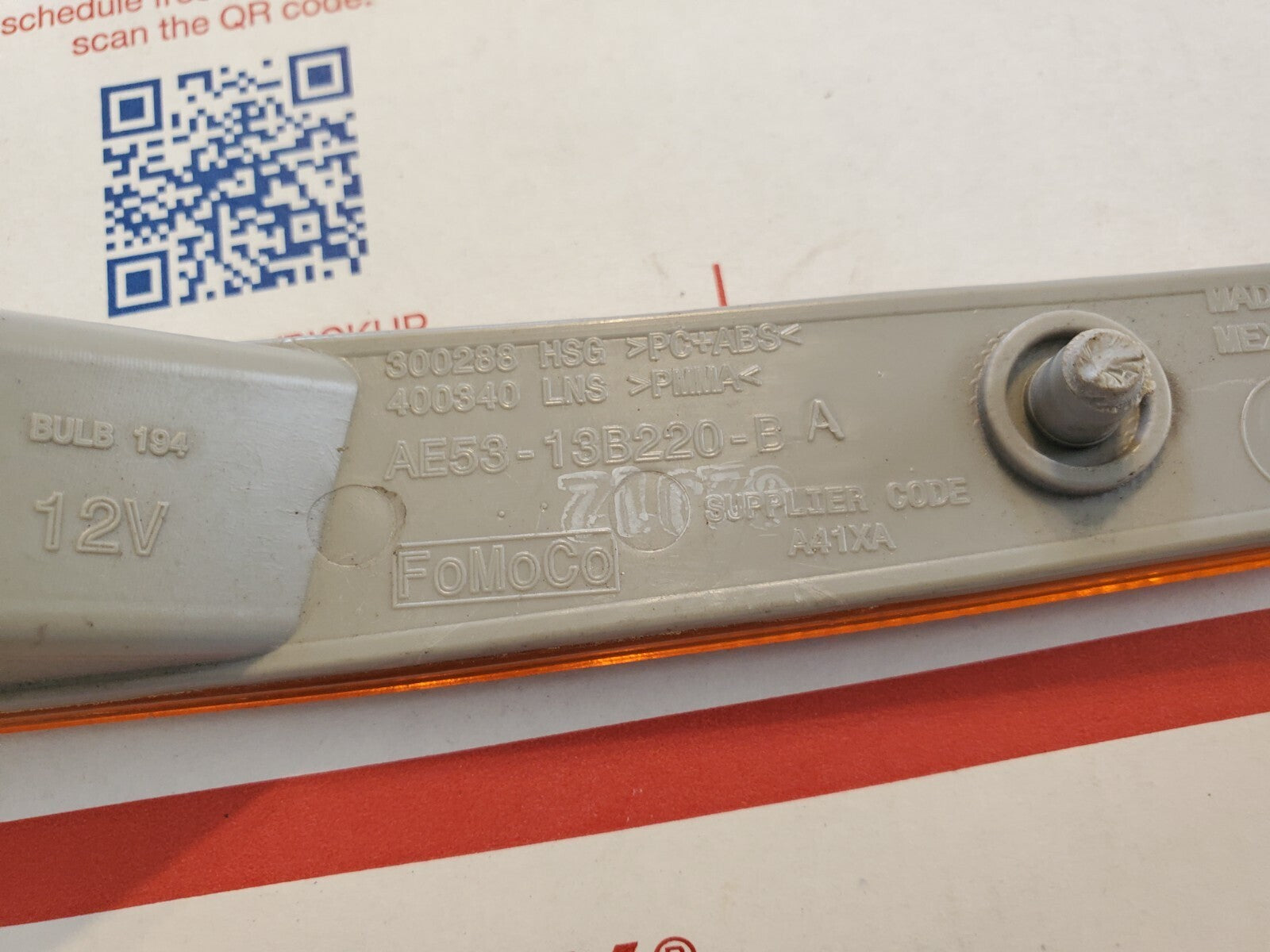 2010 2011 2012 FORD FUSION RIGHT PASSENGER SIDE MARKER PARKING LIGHT LAMP 4L1
