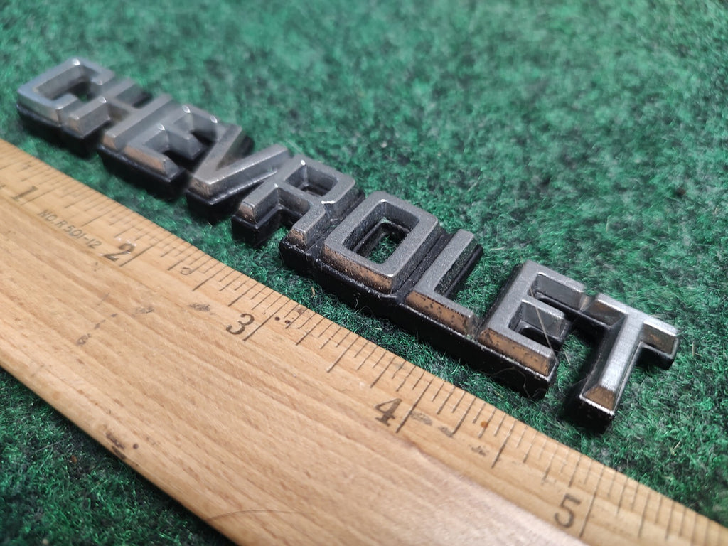 Vintage Chevrolet OEM Chrome Emblem Badge Script Trim Nameplate Classic Car 2S4