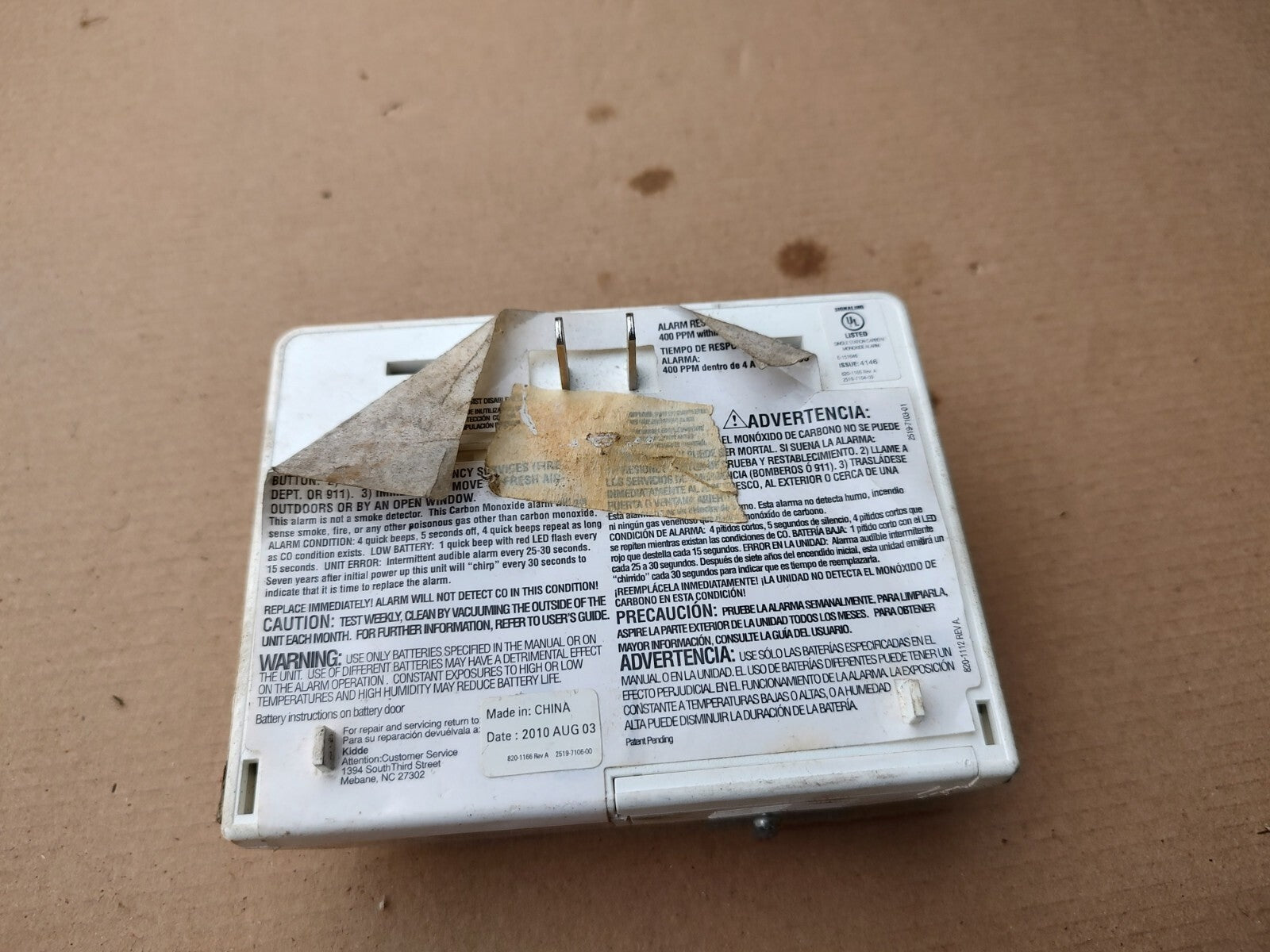 Kidde Carbon Monoxide Alarm KN-COB-LCB-A NIGHTHAWK Electrochemical Sensor JT5