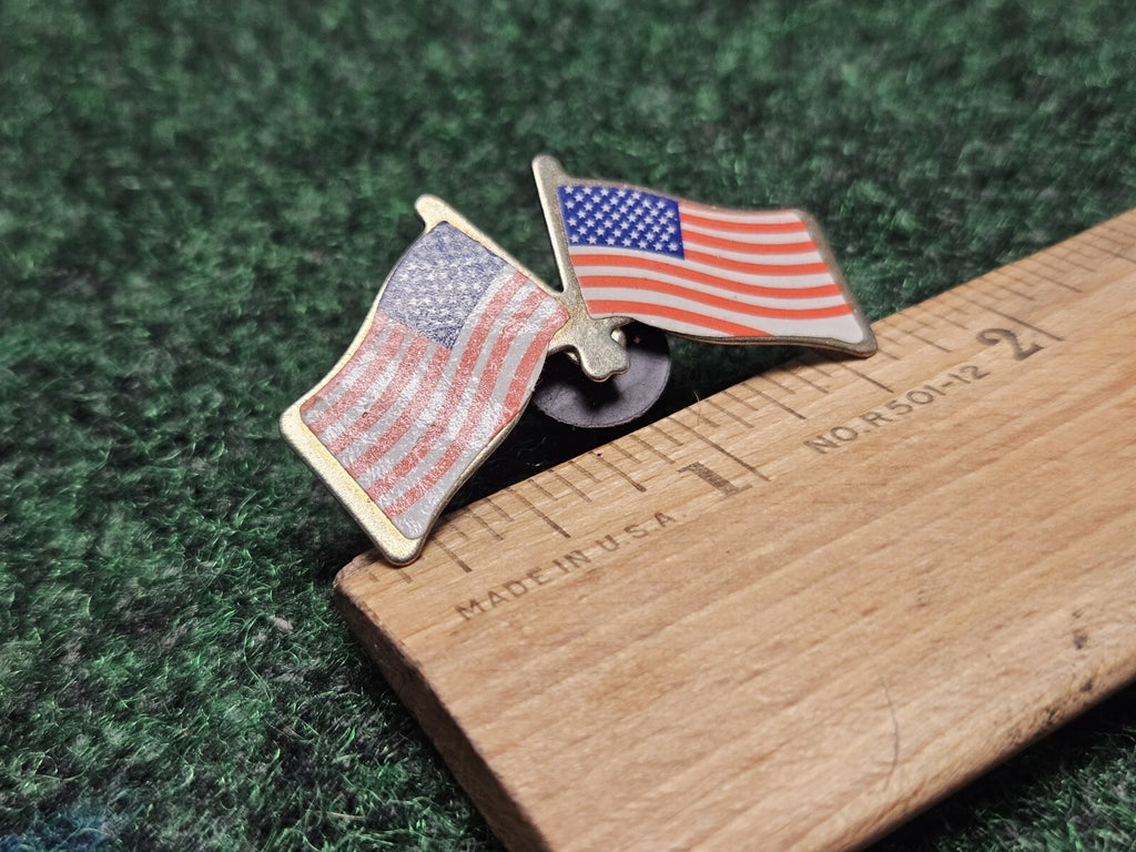 Double American Flag USA 1.75" Lapel Pin Brooch