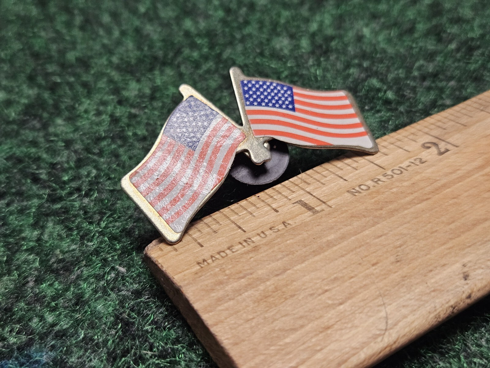 Double American Flag USA 1.75" Lapel Pin Brooch