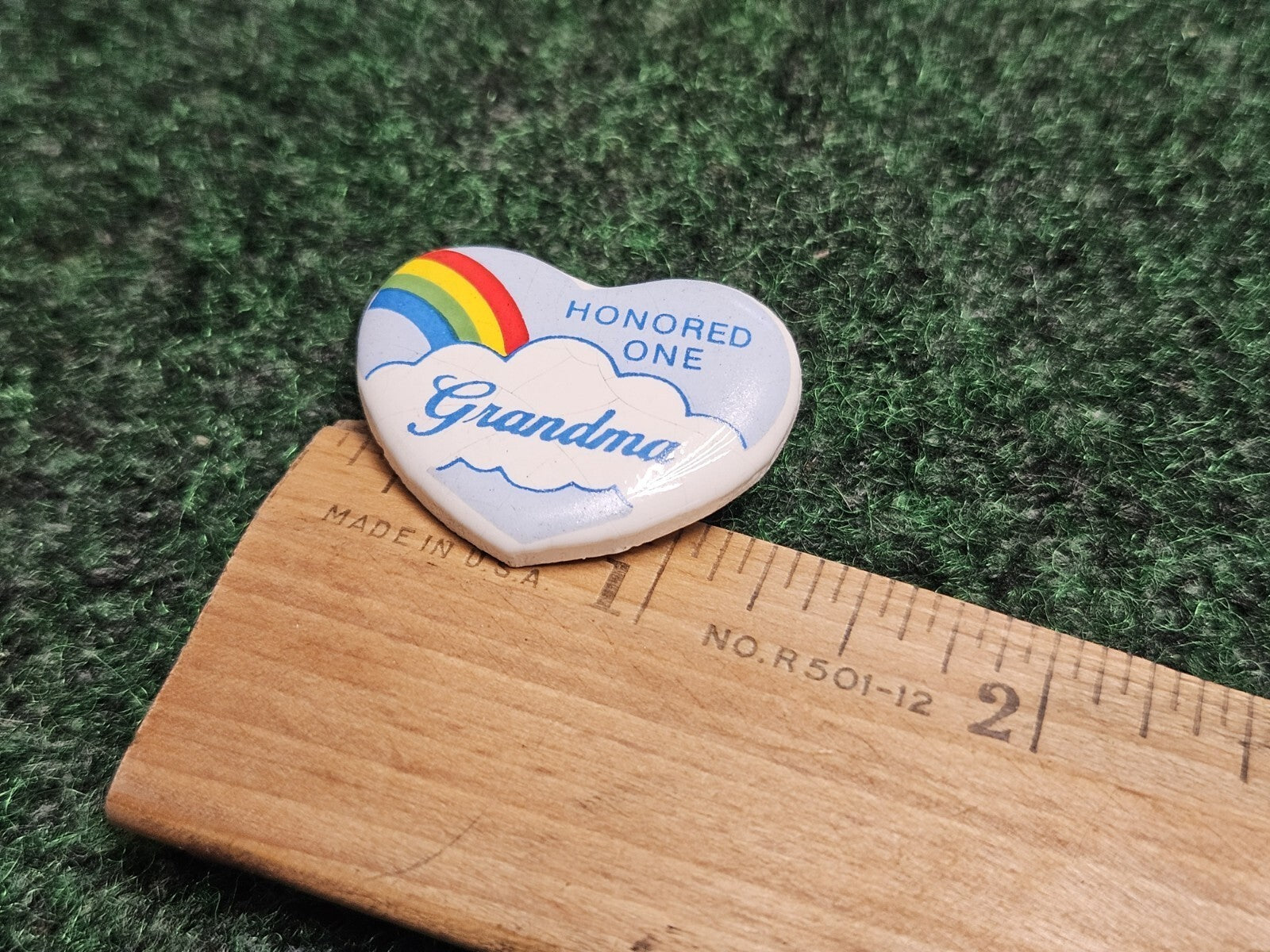 Heart Honored One Grandma Rainbow Clouds Lapel Pin