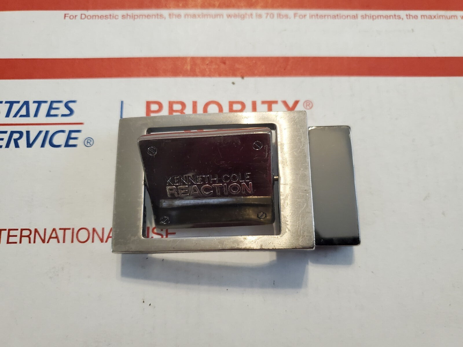Men's Kenneth Cole Reaction Reversable Silver Belt Buckle 4L4