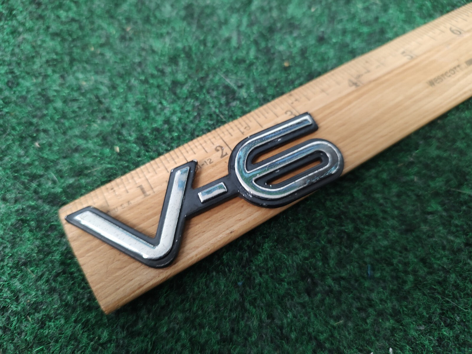 OEM V-6 V6 Chrome & Black Plastic 3" Emblem Badge Logo Nameplate Name Plate 1M4