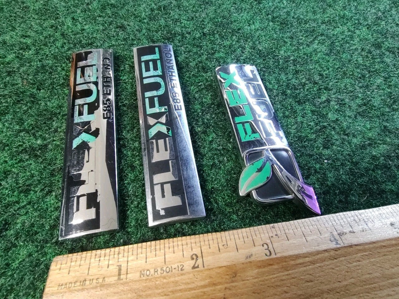 Lot Of 3 OEM Flex Fuel E85 Ethanol Emblem Badge Logo Nameplate Ford GM 6S1