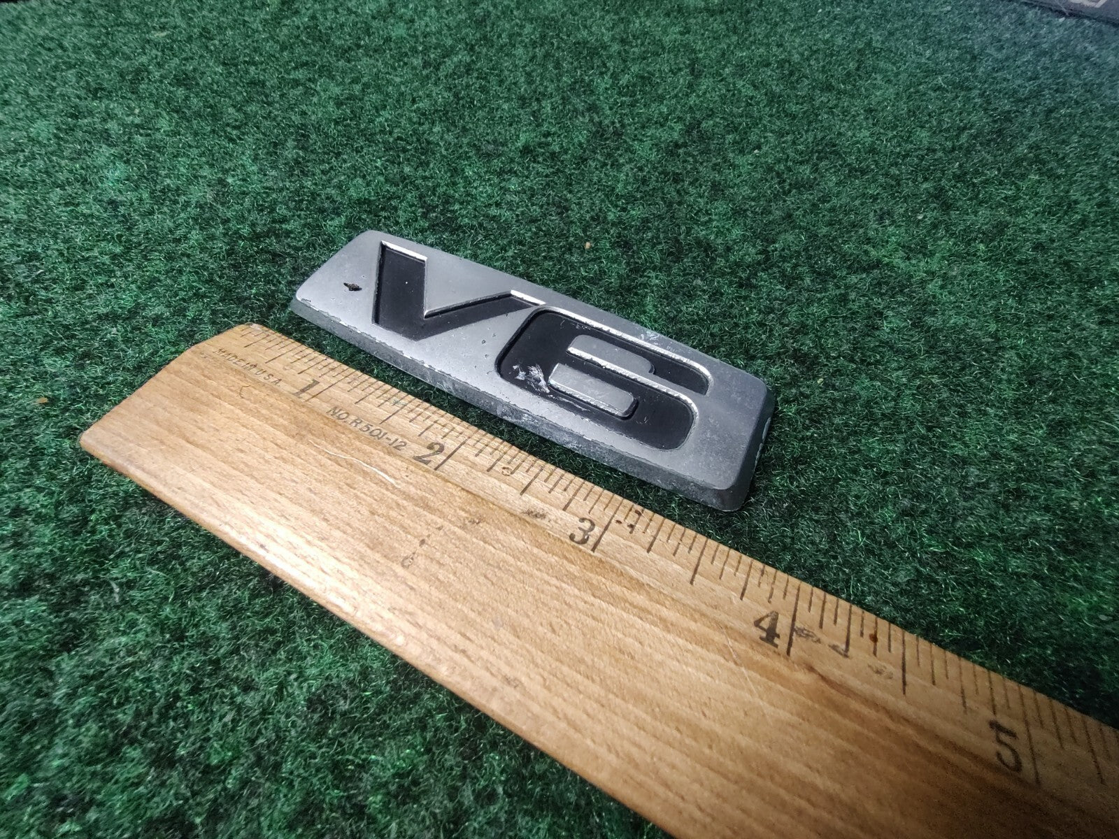 V6 Silver 3.75" Emblem Badge Logo Nameplate Name Plate OEM 6S4