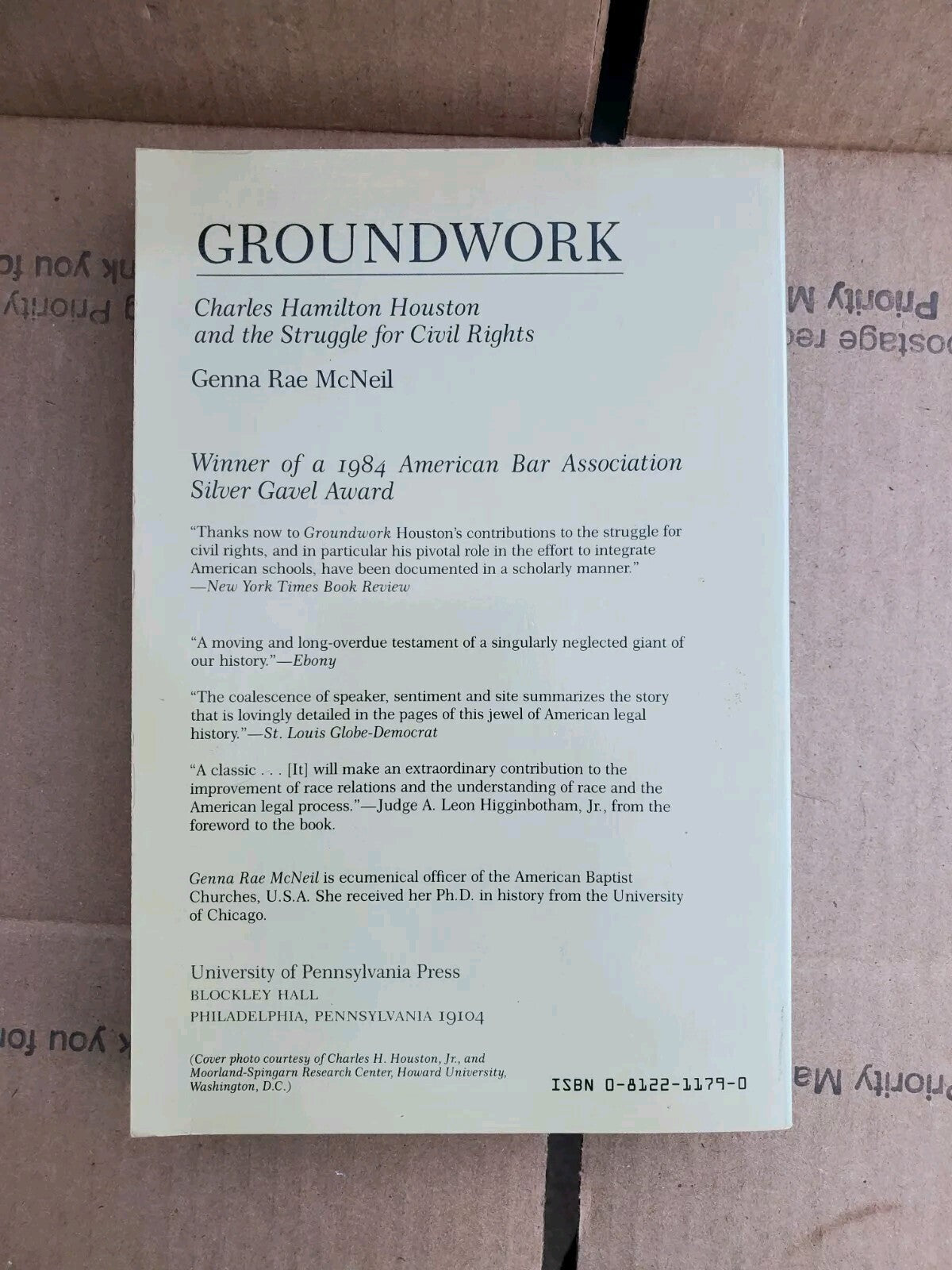GROUNDWORK: CHARLES HAMILTON HOUSTON AND THE STRUGGLE FOR By Genna Rae Mcneil B2