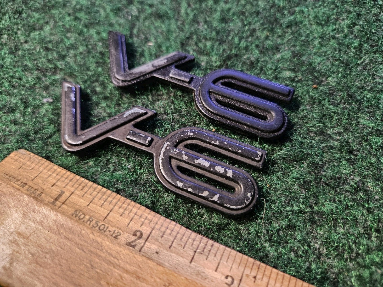 (2) OEM V-6 V6 Black Plastic 3" Emblem Badge Logo Nameplate Name Plate  4M9
