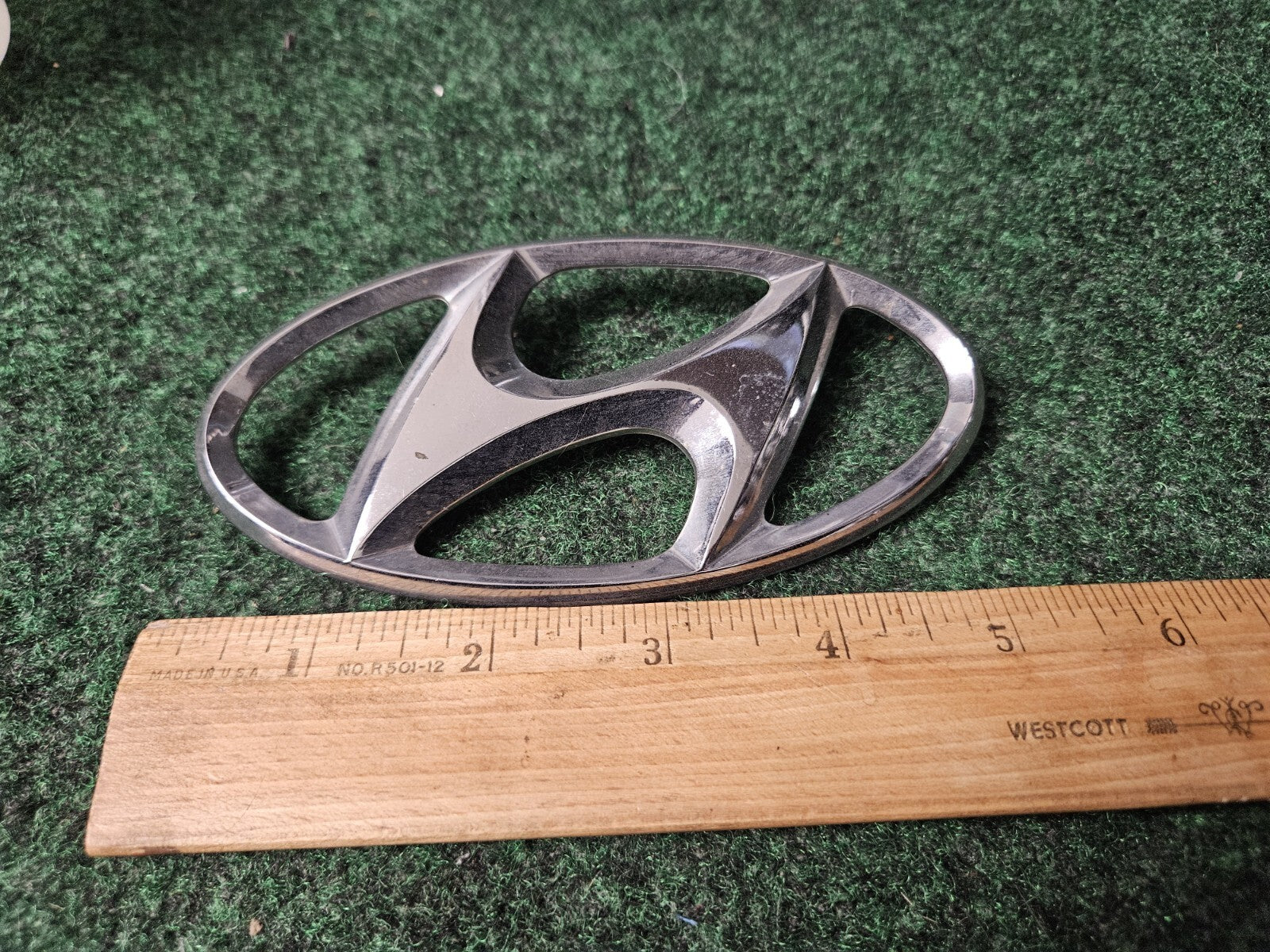 Hyundai Emblem Logo Symbol Badge Chrome OEM Nameplate Name Plate ~5" 9L2