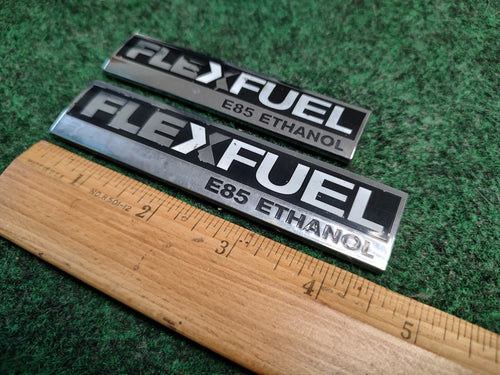 (2) Chevy GMC GM OEM Flex Fuel E85 Ethanol Emblem Badge Logo Nameplate Name 4S4