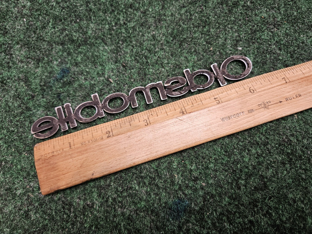 Oldsmobile OEM Chrome Emblem Badge Logo Nameplate Name Plate Cracked 6.5" CL4