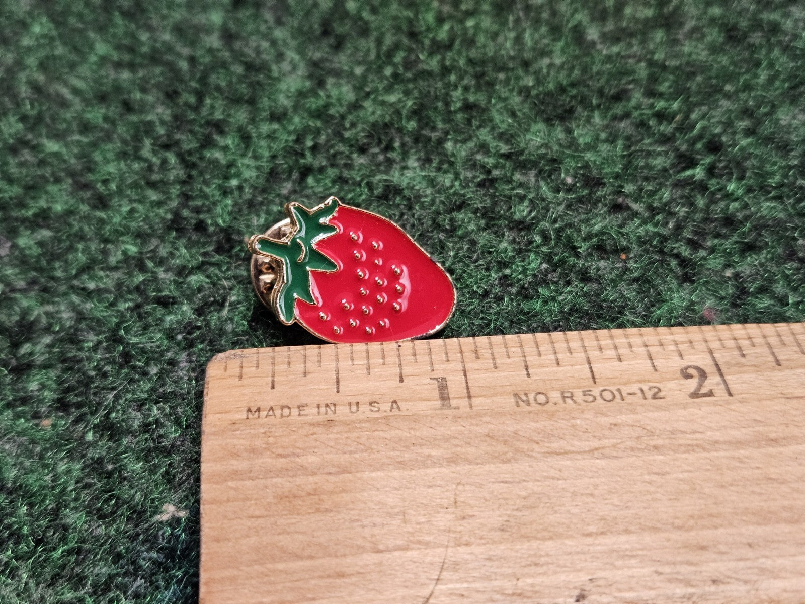 Strawberry Pin Badge Fruit Berry Vintage Lapel Pin Button Brooch Snap On