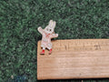 Small Metal Enamel Lapel Pin Pinback White Rabbit Bunny Pink Dress Red Boots