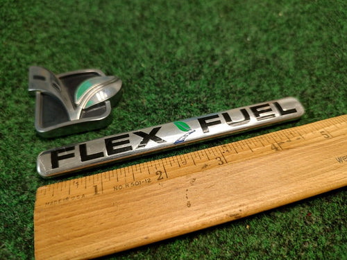 (2) Flex Fuel Emblem Name Plate Badge Decal Leaf Chevrolet Ford  OEM 1S6
