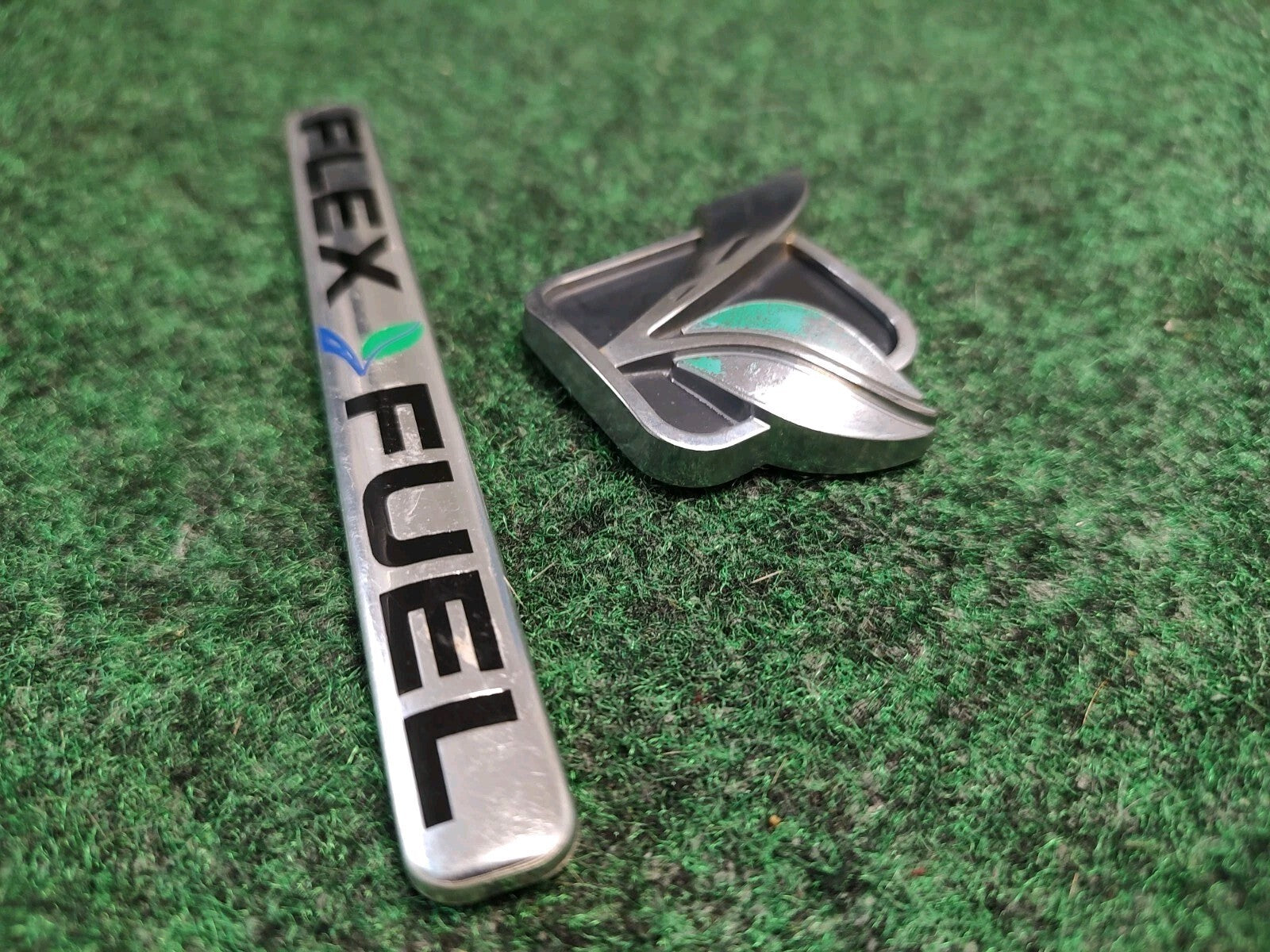(2) Flex Fuel Emblem Name Plate Badge Decal Leaf Chevrolet Ford  OEM 1S6