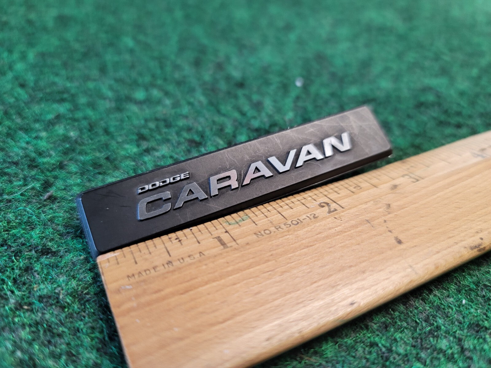 Mopar Interior Name Plate - "DODGE CARAVAN" - 1980's Emblem Badge Logo 1M6