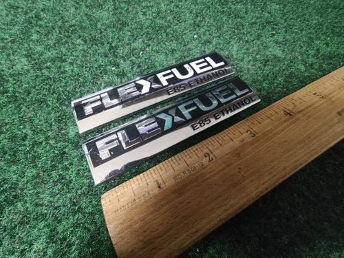(2) Chevy Flex Fuel E85 Ethanol Emblem Badge Decal Chevrolet OEM 15910899 4L4