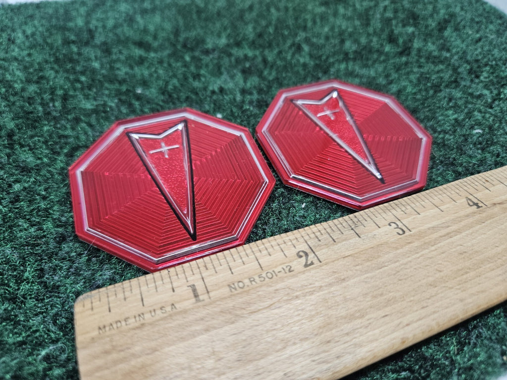 (2) Pontiac OEM 1970's 1980's NOS Wheel Rim Insert Emblem Badge Logo Name 527078